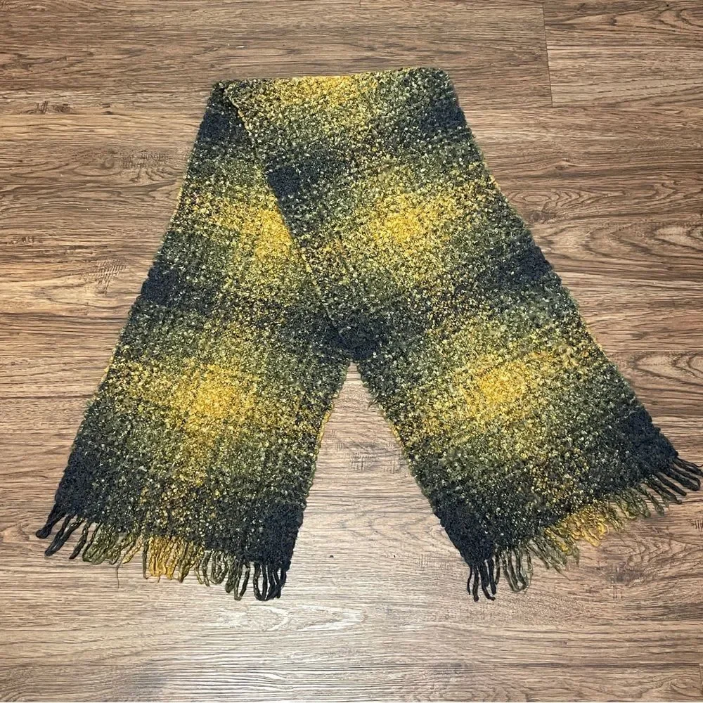 Dennis Basso Wool Ombre Gold Yellow Gray Scarf